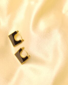 Geometric gold and black earrings